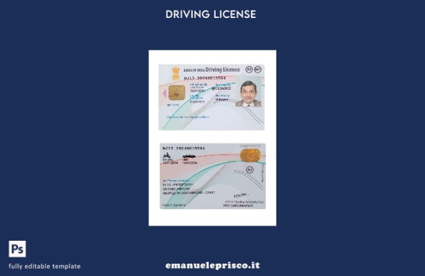verified style modello di nuova versione della patente di guida dell'Unione indiana in stile ve template
